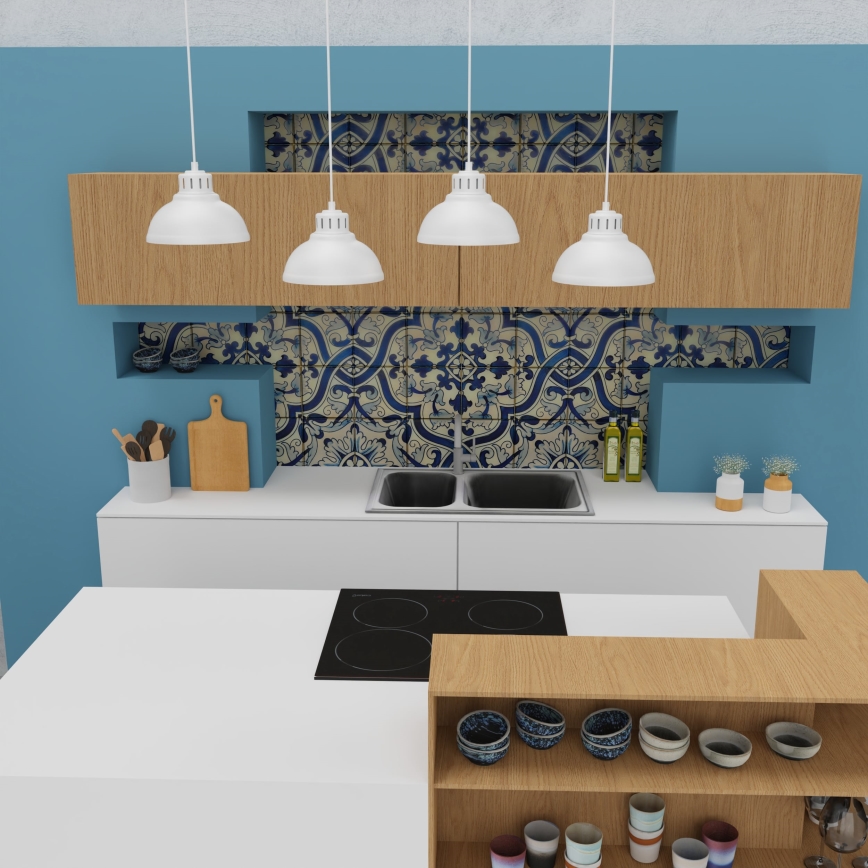 Ljuskrona med textilsladd SVEN 4xE27/15W/230V vit