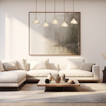 Ljuskrona med textilsladd SVEN 5xE27/15W/230V beige