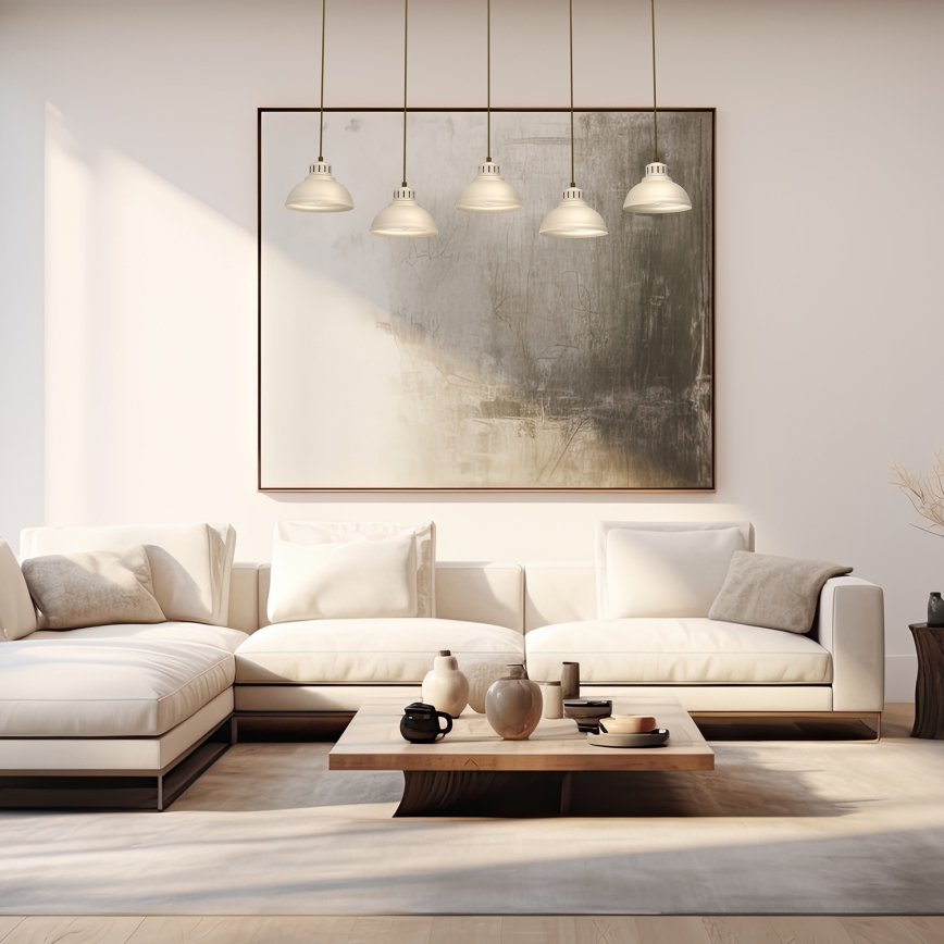 Ljuskrona med textilsladd SVEN 5xE27/15W/230V beige