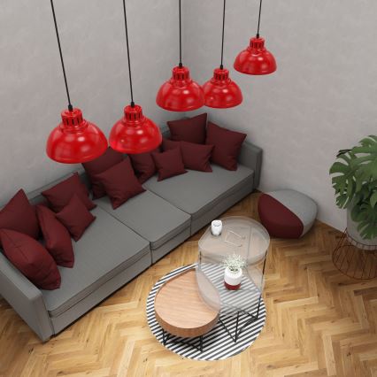 Ljuskrona med textilsladd SVEN 5xE27/15W/230V röd