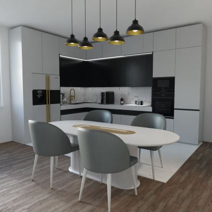 Ljuskrona med textilsladd SVEN 5xE27/15W/230V svart/gyllene