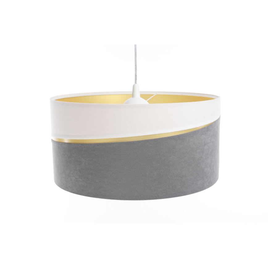 Ljuskrona med textilsladd SWING 1xE27/60W/230V grå/vit/guld