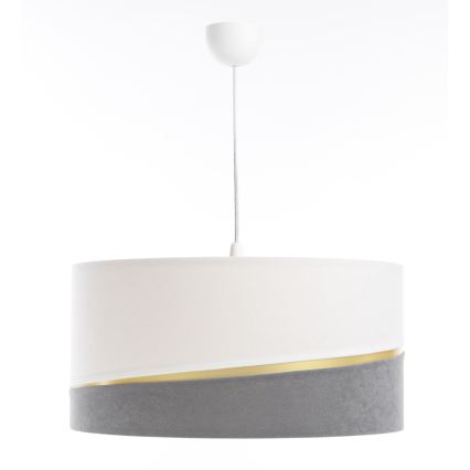 Ljuskrona med textilsladd SWING 1xE27/60W/230V grå/vit/guld