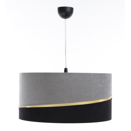 Ljuskrona med textilsladd SWING 1xE27/60W/230V svart/grå/guld