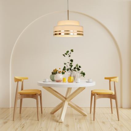 Ljuskrona med textilsladd TAMI 1xE27/60W/230V diameter 40 cm beige/guld