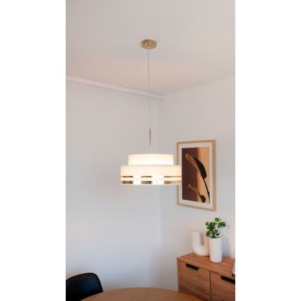 Ljuskrona med textilsladd TAMI 1xE27/60W/230V diameter 40 cm beige/guld