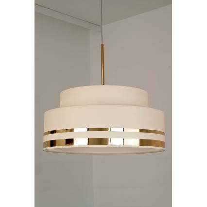 Ljuskrona med textilsladd TAMI 1xE27/60W/230V diameter 40 cm beige/guld