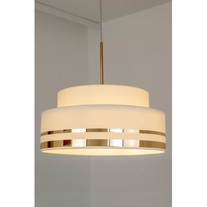 Ljuskrona med textilsladd TAMI 1xE27/60W/230V diameter 40 cm beige/guld