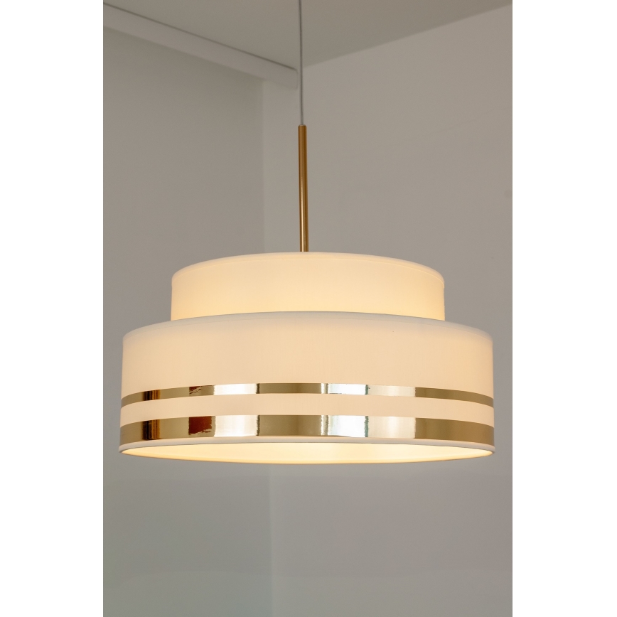 Ljuskrona med textilsladd TAMI 1xE27/60W/230V diameter 40 cm beige/guld
