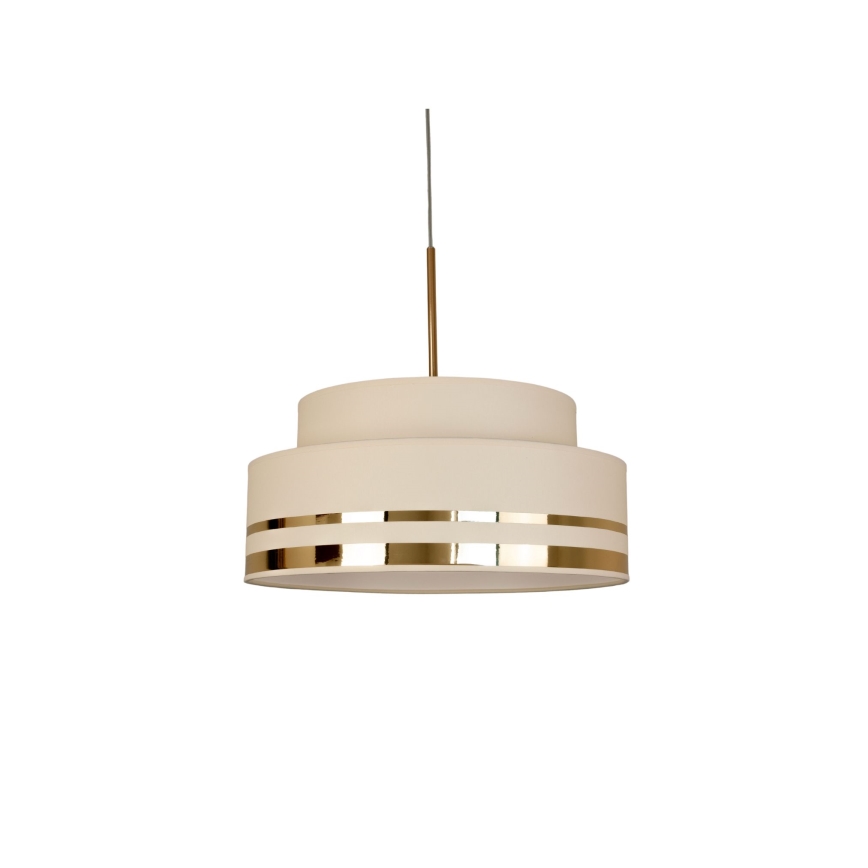 Ljuskrona med textilsladd TAMI 1xE27/60W/230V diameter 40 cm beige/guld