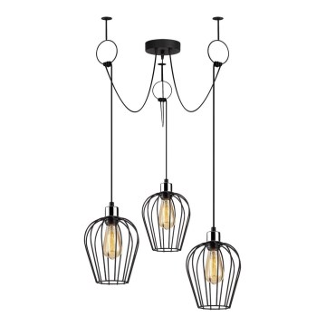 Ljuskrona med textilsladd TEL 3xE27/40W/230V spindel