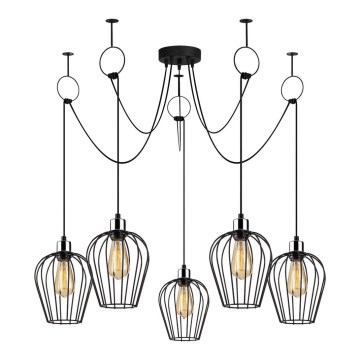 Ljuskrona med textilsladd TEL 5xE27/40W/230V spindel