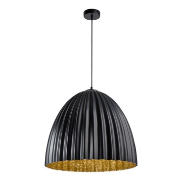 Ljuskrona med textilsladd TELMA 1xE27/60W/230V diameter 70 cm svart/guld