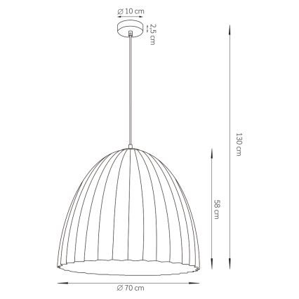 Ljuskrona med textilsladd TELMA 1xE27/60W/230V diameter 70 cm svart/guld