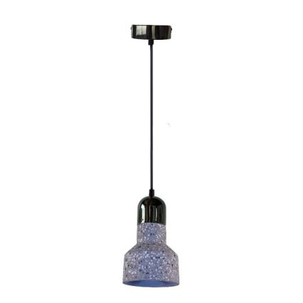 Ljuskrona med textilsladd TERRAZZO 1xE27/60W/230V diameter 12 cm grå