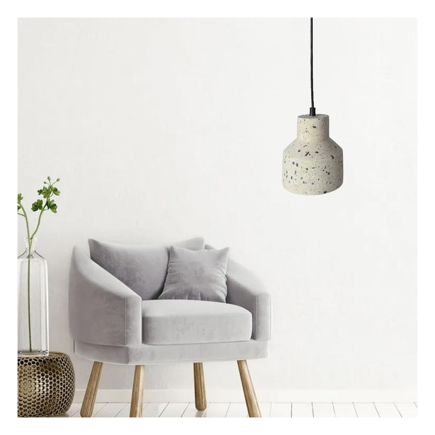 Ljuskrona med textilsladd TERRAZZO 1xE27/60W/230V diameter 12 cm grädde