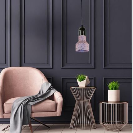 Ljuskrona med textilsladd TERRAZZO 1xE27/60W/230V diameter 12 cm röd