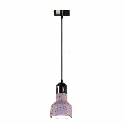 Ljuskrona med textilsladd TERRAZZO 1xE27/60W/230V diameter 12 cm röd