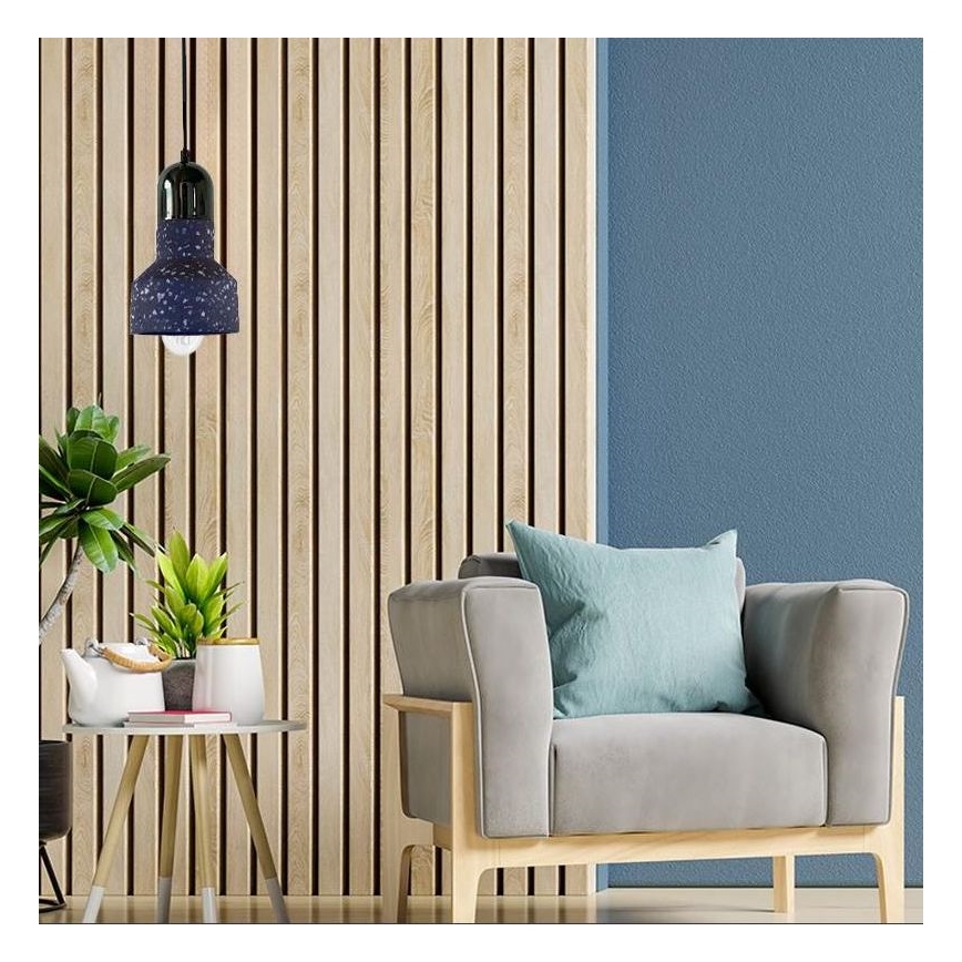 Ljuskrona med textilsladd TERRAZZO 1xE27/60W/230V diameter 12 cm svart