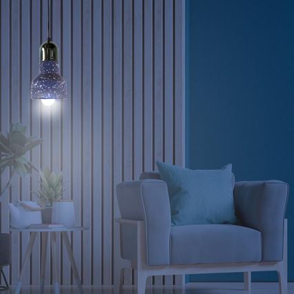 Ljuskrona med textilsladd TERRAZZO 1xE27/60W/230V diameter 12 cm svart