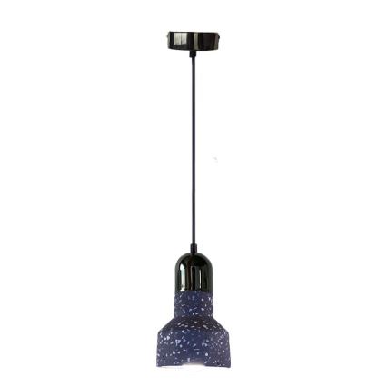 Ljuskrona med textilsladd TERRAZZO 1xE27/60W/230V diameter 12 cm svart