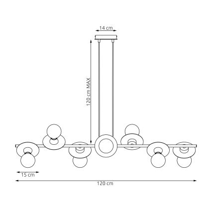 Ljuskrona med textilsladd TOKEN 8xE27/15W/230V svart