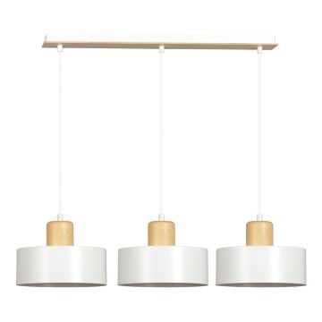 Ljuskrona med textilsladd TORIN 3xE27/15W/230V vit