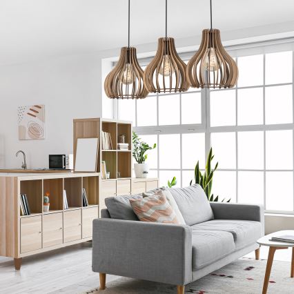 Ljuskrona med textilsladd TUCCI 3xE27/15W/230V ek/svart