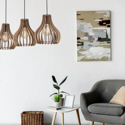 Ljuskrona med textilsladd TUCCI 3xE27/15W/230V ek/svart