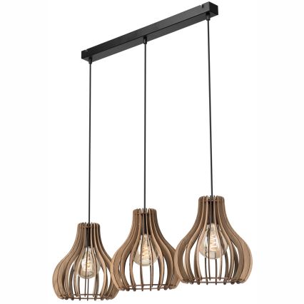 Ljuskrona med textilsladd TUCCI 3xE27/15W/230V ek/svart