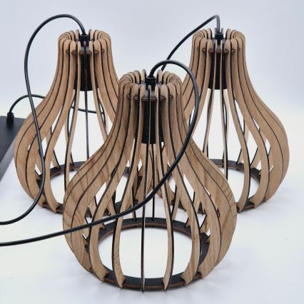 Ljuskrona med textilsladd TUCCI 3xE27/15W/230V ek/svart