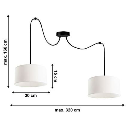 Ljuskrona med textilsladd TUZ 2xE27/60W/230V spindel
