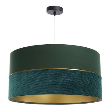 Ljuskrona med textilsladd TWIST 1xE27/60W/230V grön/guld