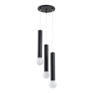 Ljuskrona med textilsladd TWISTER 3xE27/60W/230V diameter 28 cm svart