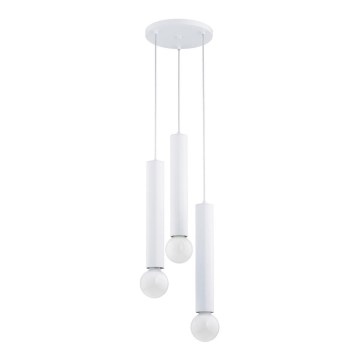 Ljuskrona med textilsladd TWISTER 3xE27/60W/230V diameter 28 cm vit