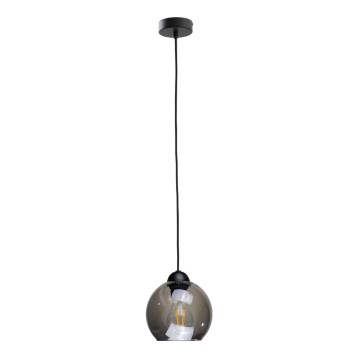 Ljuskrona med textilsladd UNO 1xE27/60W/230V svart/rökig