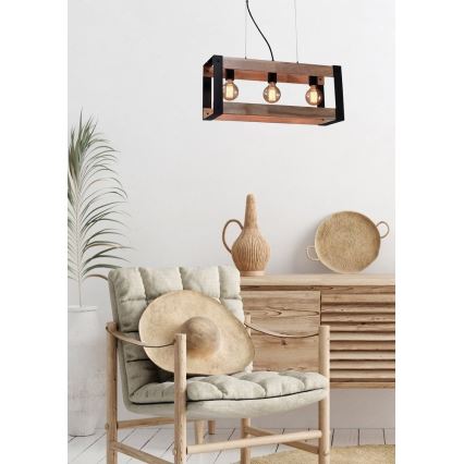 Ljuskrona med textilsladd VARNA 3xE27/40W/230V ek