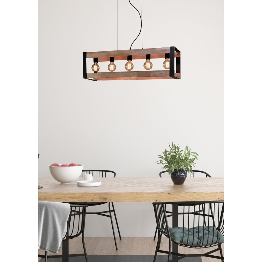 Ljuskrona med textilsladd VARNA 5xE27/40W/230V ek