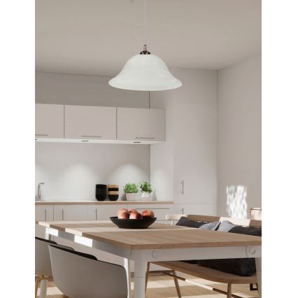 Ljuskrona med textilsladd VERA 1xE27/60W/230V koppar/vit