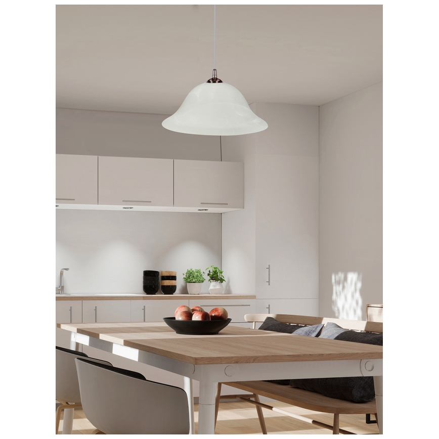 Ljuskrona med textilsladd VERA 1xE27/60W/230V koppar/vit