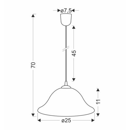 Ljuskrona med textilsladd VERA 1xE27/60W/230V koppar/vit