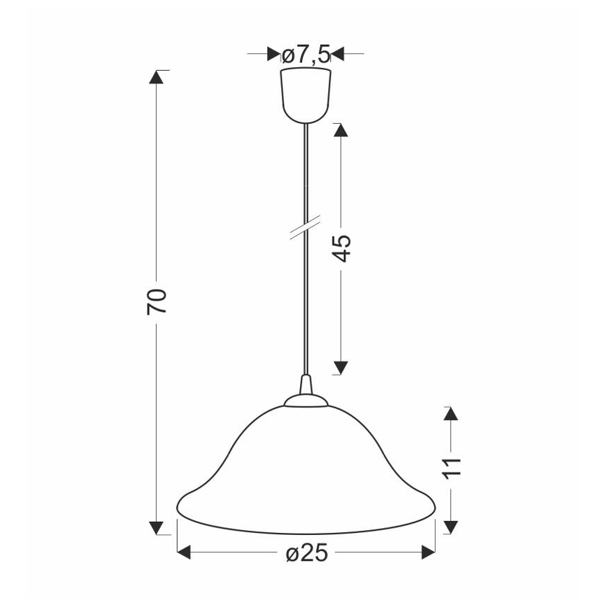 Ljuskrona med textilsladd VERA 1xE27/60W/230V koppar/vit