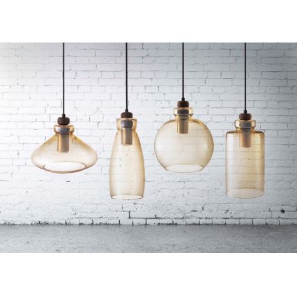 Ljuskrona med textilsladd VETRO 1xE27/60W/230V bok