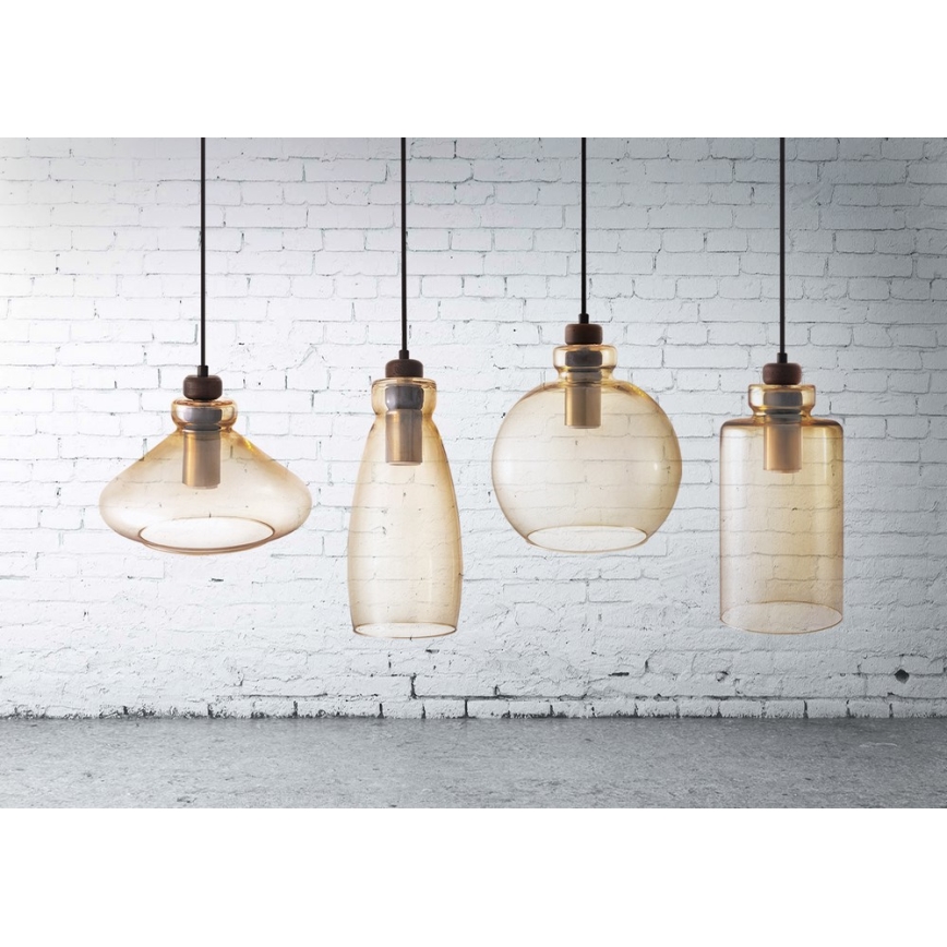 Ljuskrona med textilsladd VETRO 1xE27/60W/230V bok