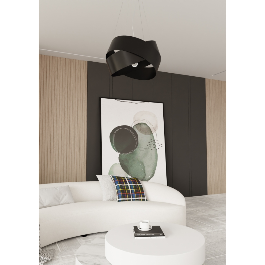 Ljuskrona med textilsladd VIENO 3xE27/15W/230V svart