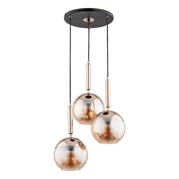 Ljuskrona med textilsladd VOLDA 3xE27/15W/230V diameter 52 cm mässing