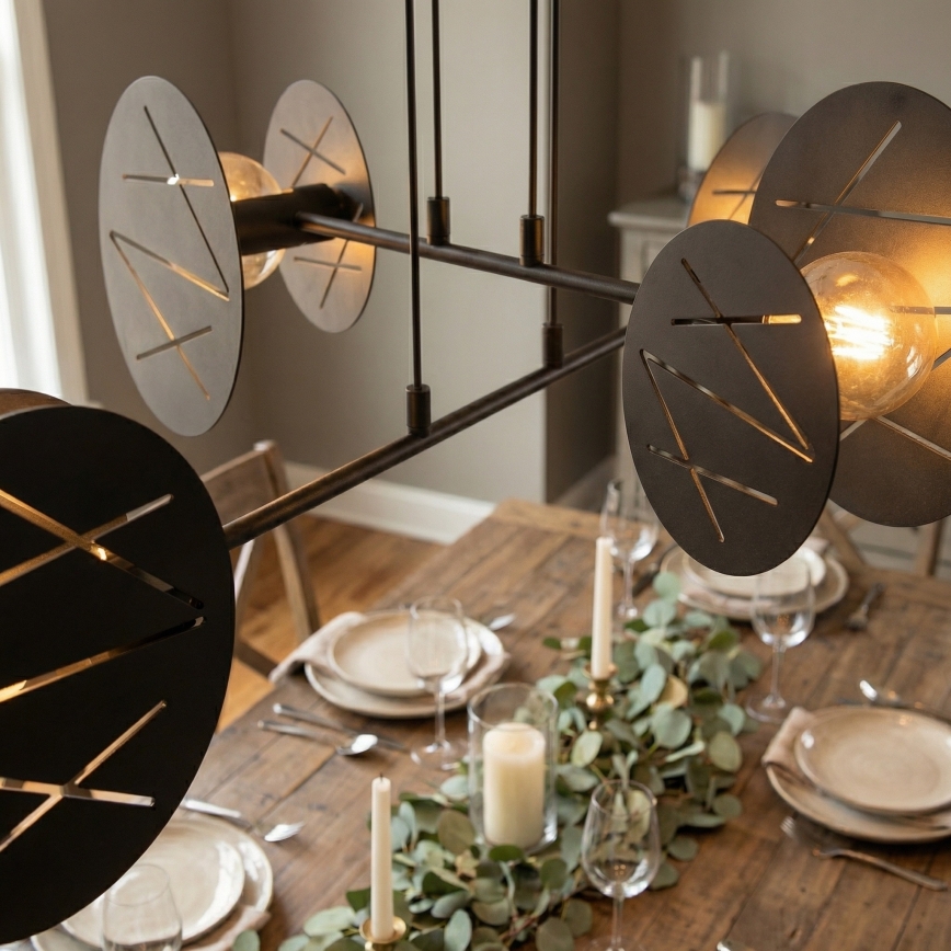 Ljuskrona med textilsladd XOTIC 4xE27/15W/230V svart