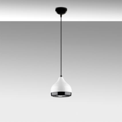 Ljuskrona med textilsladd YILDO 1xE27/40W/230V vit/svart