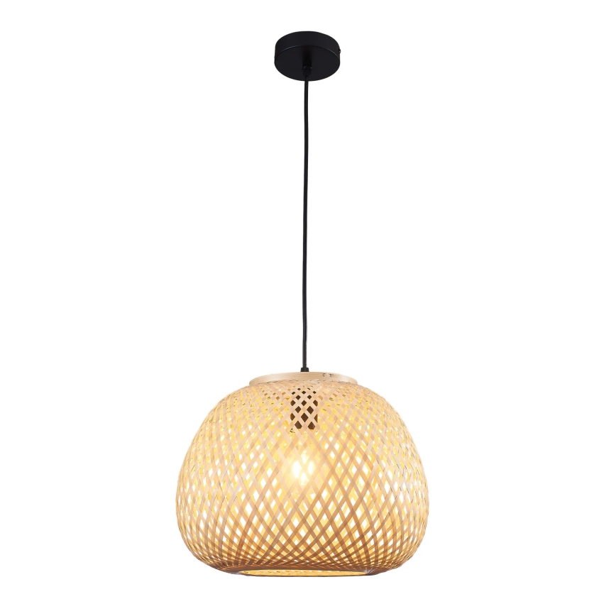 Ljuskrona med textilsladd ZANZIBAR 1xE27/20W/230V diameter 35 cm bambu