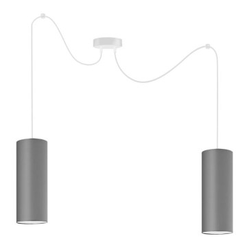 Ljuskrona med textilsladd ZIK 2xE27/40W/230V spindel grå